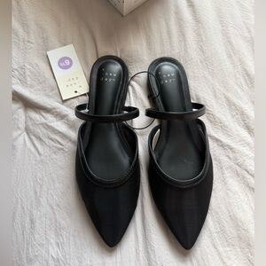 NWT A new day black Vienna mesh mule flats
